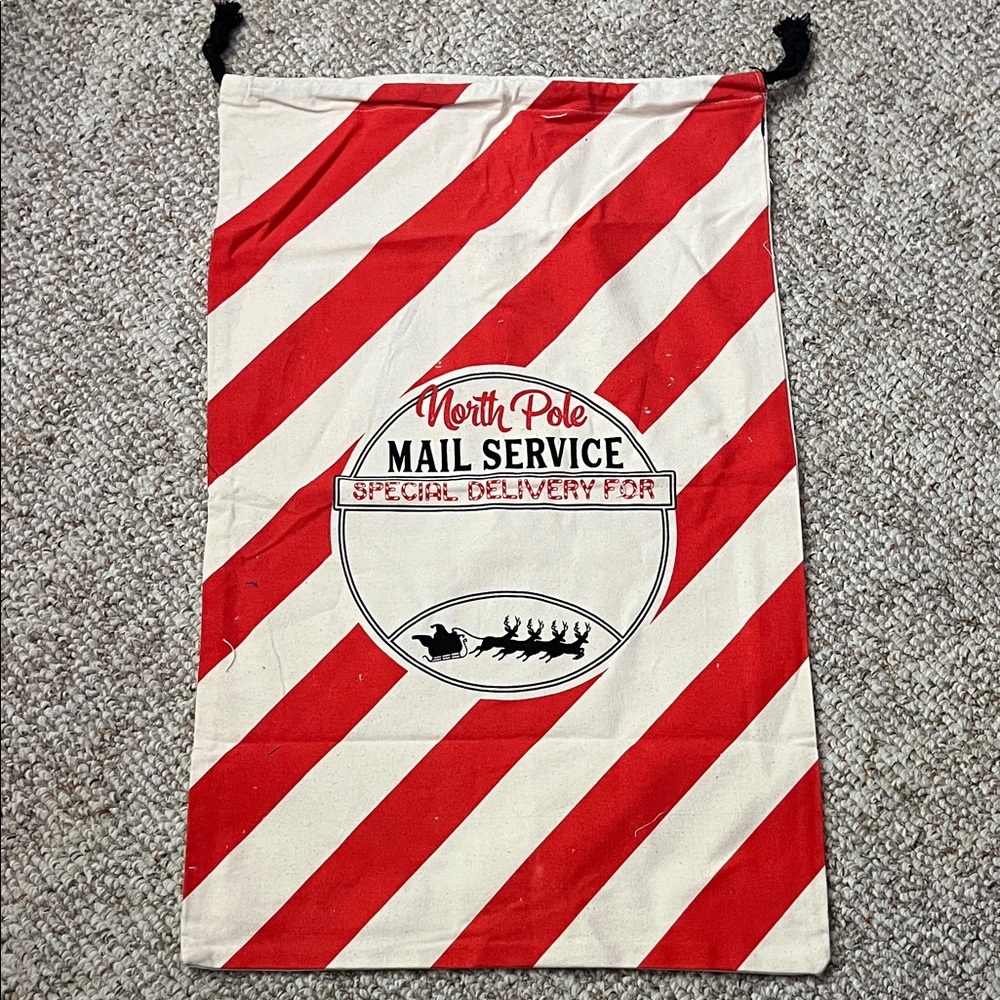 *Santa Sack Red and White Striped Mail Service Bag
